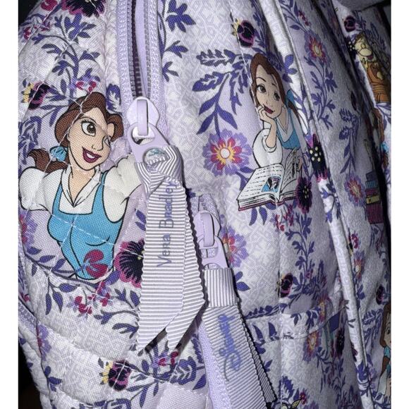 Vera Bradley Disney Belle Purple Floral Campus Backpack Beauty & The Beast New - Picture 4 of 14